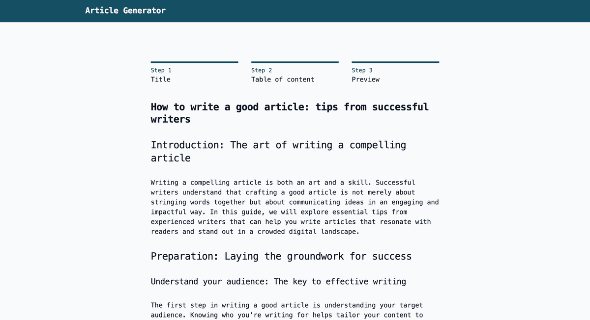 Generated article