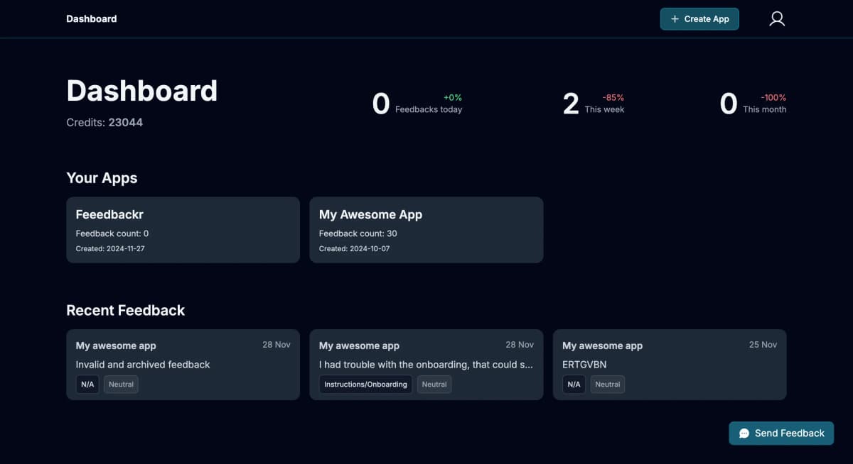 App dashboard